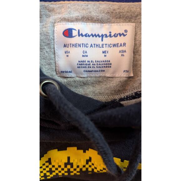 BACK TO SCHOOL Mint Condition Mens CHAMPION Blue Hoodie Sweatshirt ~ Medium - Picture 4 of 4